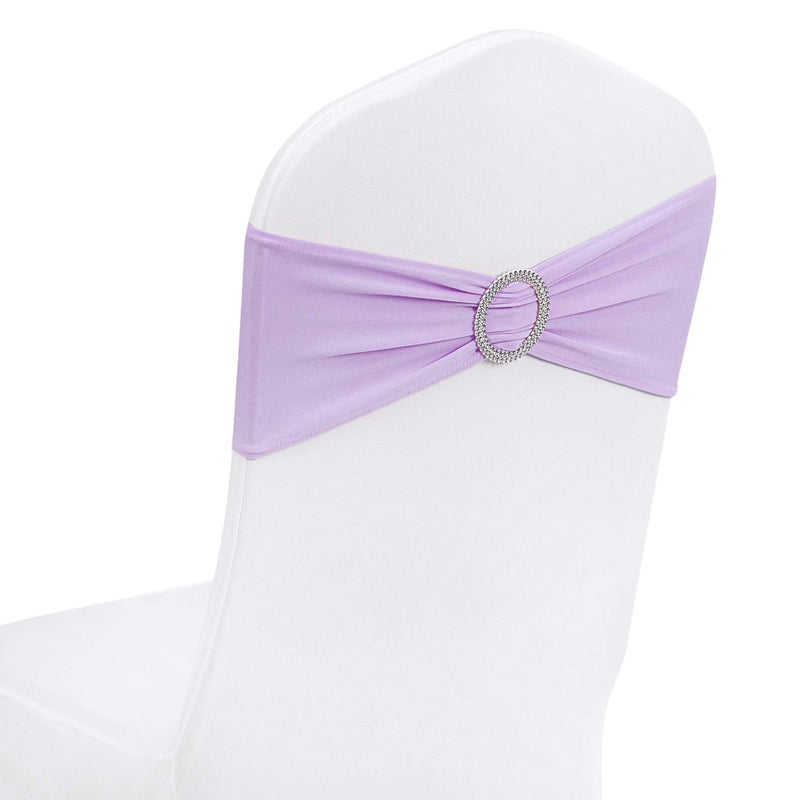Peomeise 25Pcs Lavender Spandex Chair Sashes With Buckle Slider For Wedding  Party Decoration - Image 1