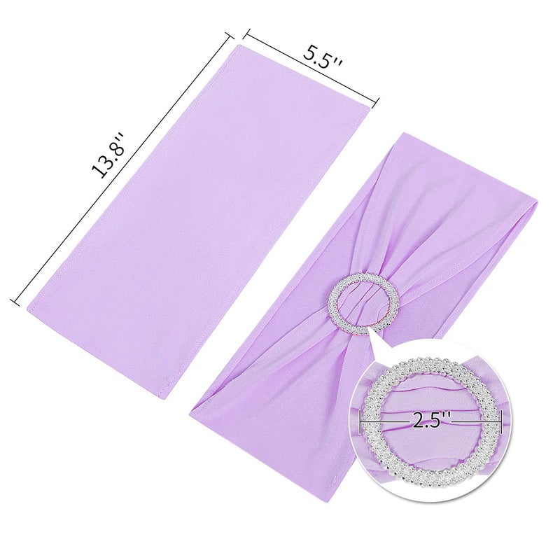 Peomeise 25Pcs Lavender Spandex Chair Sashes With Buckle Slider For Wedding  Party Decoration - Image 4