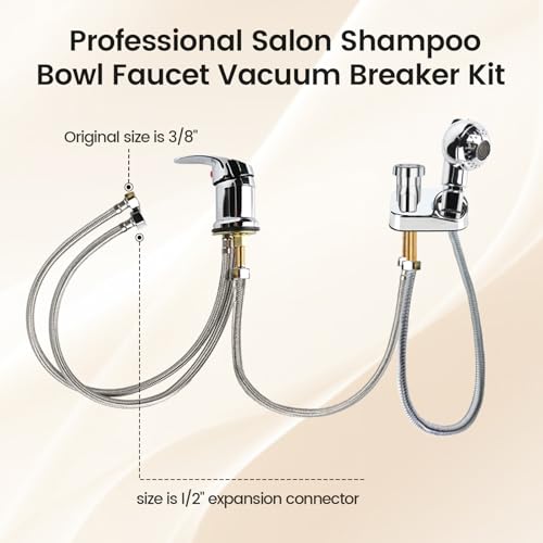 Toriexon Salon Shampoo Bowl Faucet Vacuum Breaker Kit, Faucets for Shampoo Bowls with Hose and Sprayer Replacement Part, Hair Salon Faucet Sprayer Hose Set - Image 2