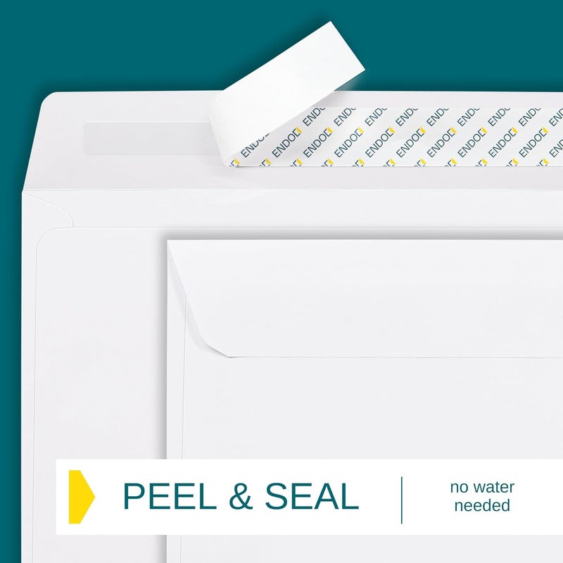 EnDoc 9x12 Booklet Envelopes Self Seal - 25 pack - Mailing Large Envelopes 9 x 12 Peel & Seal Closure - Open-Side Blank Plain White 28 lb Paper, for Home, Office and Business - Image 4