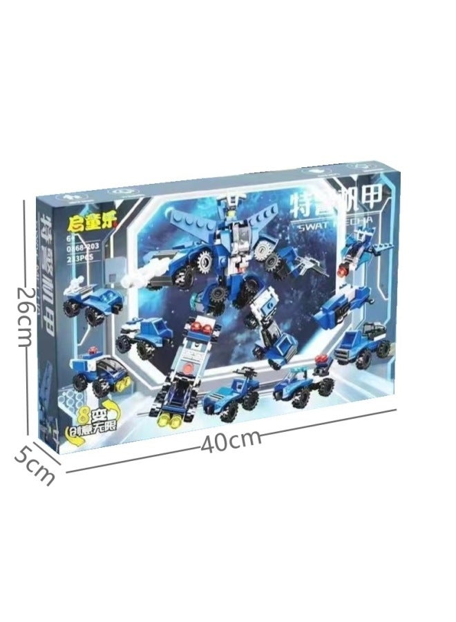 Children's Deformation Toy Robot Wasp Ares Dinosaur Boy Autobots Optimus Model School Institutional Gifts-Color:Assembled Special Police Deformed Mecha Building Blocks - Image 1