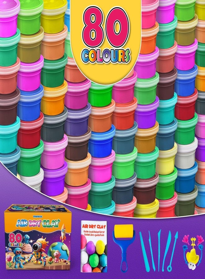 ESSENSON Air Dry Clay - 80 Colors Modeling Magic Clay, Best Gift for Boys & Girls Age 3-12 Year Old, DIY Molding Kids, with Sculpting Tools, Decoration Accessories, Kids Art Crafts - Image 2