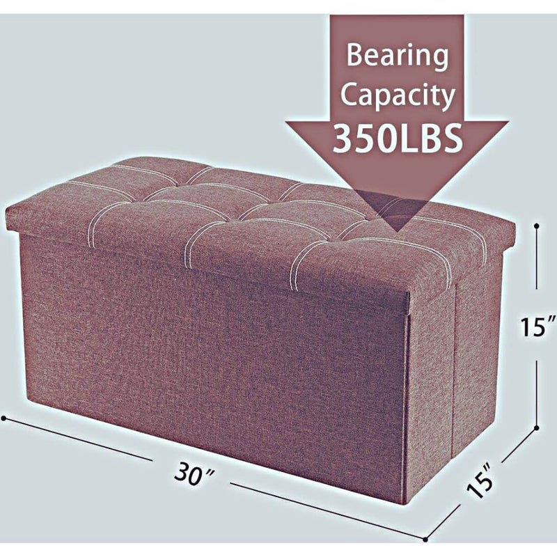 YUGMI SHOP 30 inches Folding Storage Ottoman 80L Storage Bench for Bedroom and Hallway Ottoman Bench Storage Chest Foot Rest Stool with Foam Padded Seat Support 350lbs - Image 3