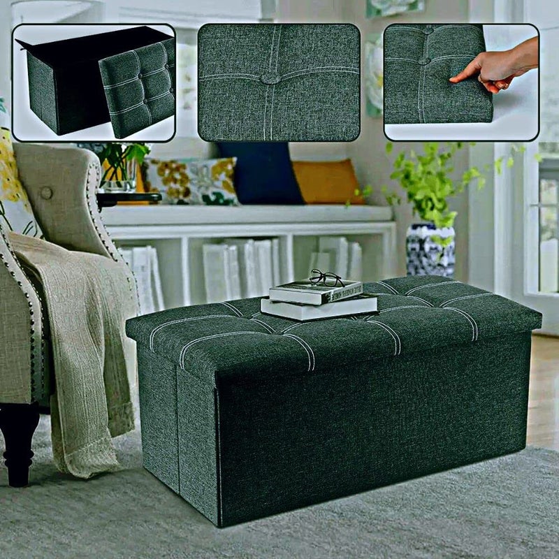 YUGMI SHOP 30 inches Folding Storage Ottoman 80L Storage Bench for Bedroom and Hallway Ottoman Bench Storage Chest Foot Rest Stool with Foam Padded Seat Support 350lbs - Image 2