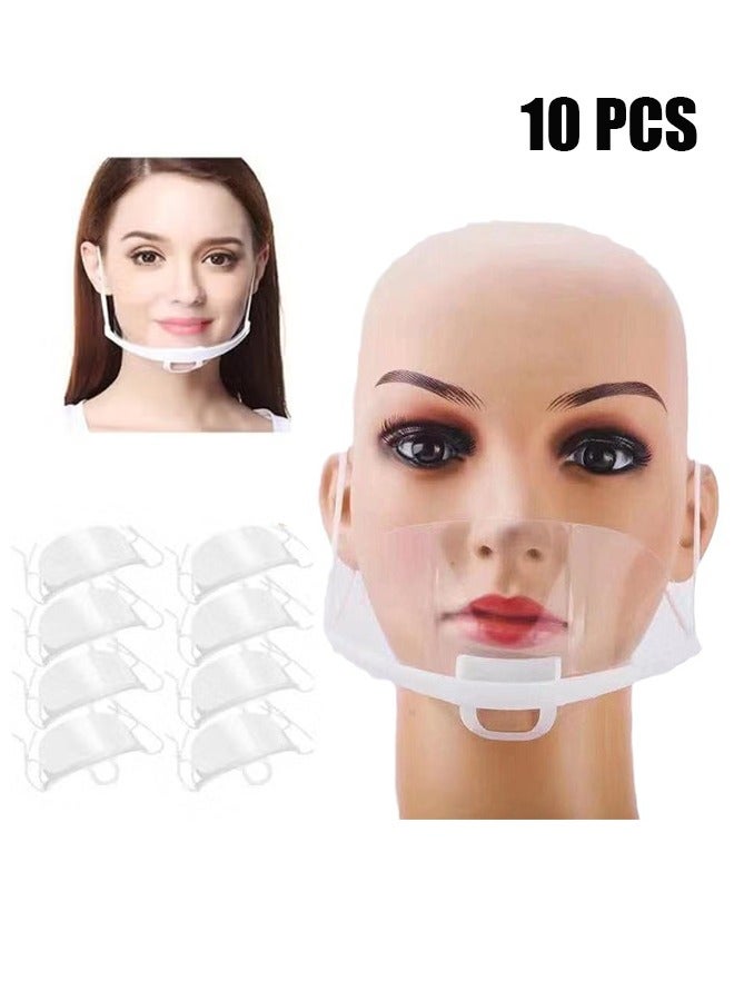 HY 10 Pcs Plastic Mask, Smile Transparent Mask, Anti-Fog Sanitary,Reusable, Women's Transparent Face Guard Skin Care, for Commercial Restaurant, Hotel Waiter, Chef, Beauty Salons  - Image 1