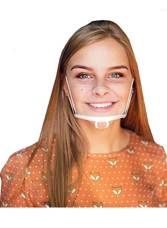 HY 10 Pcs Plastic Mask, Smile Transparent Mask, Anti-Fog Sanitary,Reusable, Women's Transparent Face Guard Skin Care, for Commercial Restaurant, Hotel Waiter, Chef, Beauty Salons  - Image 3