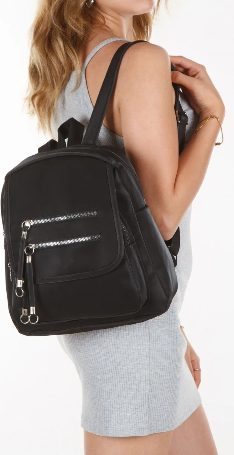 Adelina Bags Women's Covered Daily Backpack with Zipper Detail