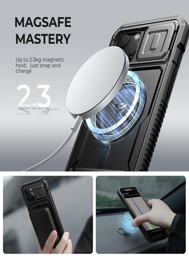 ديكسنور جراب Dexnor لهاتف iPhone 12 Pro Max مع غطاء للكاميرا [متوافق مع MagSafe] [واقي شاشة مدمج] غطاء مغناطيسي متين مقاوم للصدمات يغطي كامل الجهاز مع مسند، أسود - Image 4