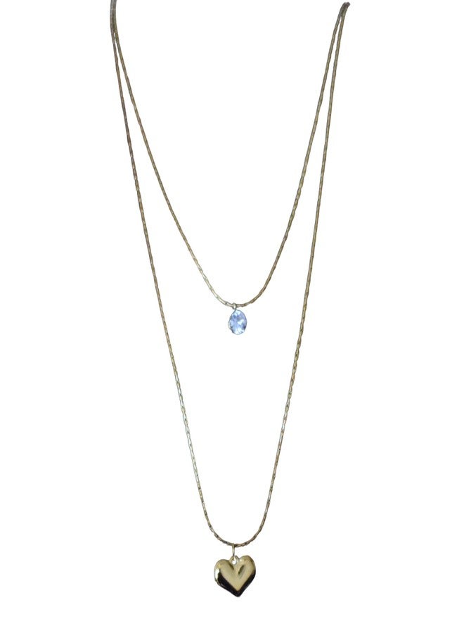 CALISTA Eternal Glow Layered Heart Necklace for Women | Gold-Plated Double Layer Necklace with Heart Charm & CZ Solitaire | Adjustable Fashion Jewellery | Daily, Party & Gifting Wear - Image 1