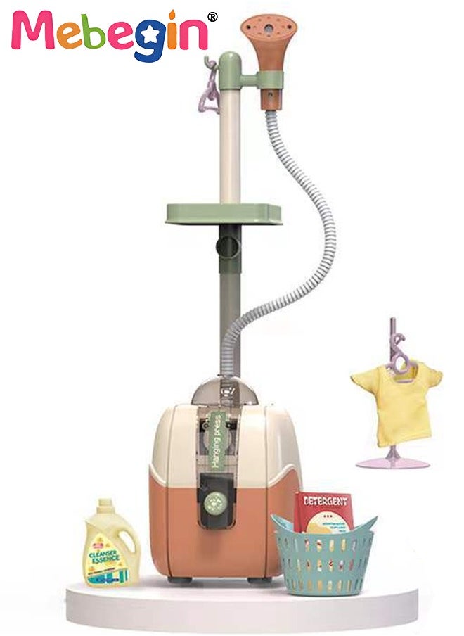 MEBEGIN 15PCS Vertical Hanging Ironing Machine Kit with Rich Accessaries, Hanging Garment Steamer Toy, Simulation Clothes Steamer, Creative Household Toy with Light and Music, Play House Toy, Ideal Gift for Kids Aged 3+  - Image 2