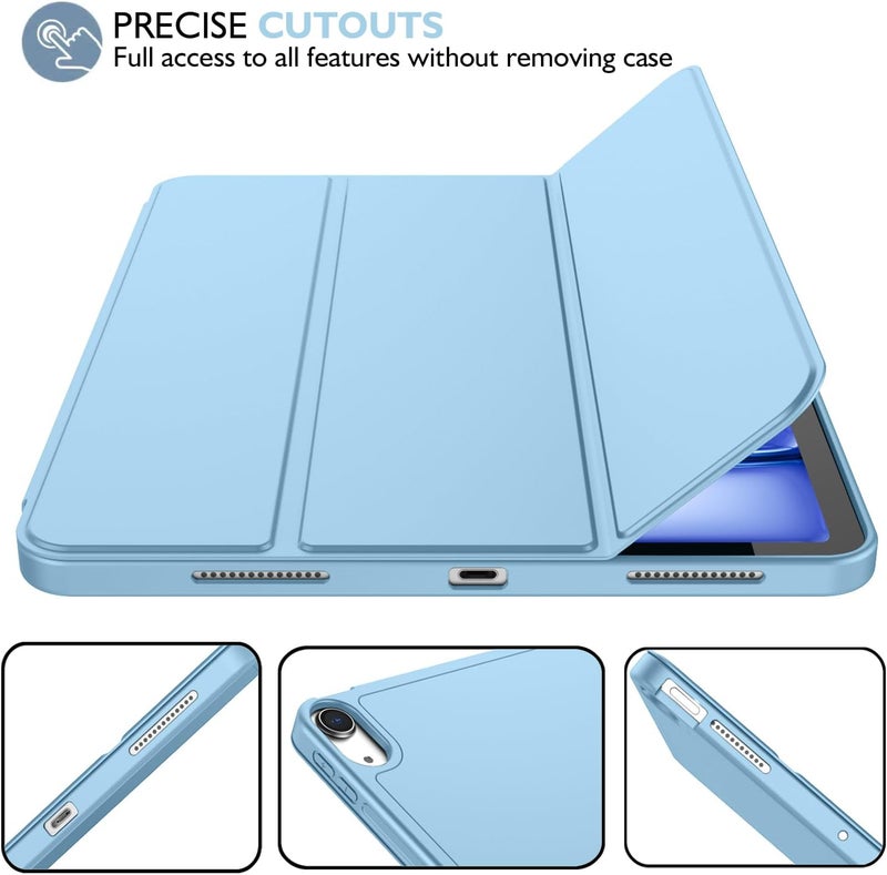 iMieet iPad Air 11 Inch Case M3(2025) / M2 (2024), iPad Air 5th/4th Generation Case 2022/2020 10.9 Inch with Pencil Holder,Trifold Stand Smart Case with Soft TPU Back(Azure Blue) - Image 3