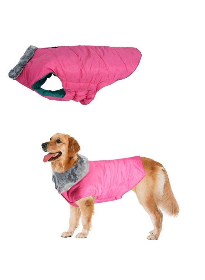 Sage Square Dog Winter Coat With Fur Collar Light Weight, Ultra Warm Windproof, Waterproof Dog Jacket For Cold Weather, Thicker Fleece Jacket For Cold Weather (Small - 16 Inches, Pink)  - Image 1