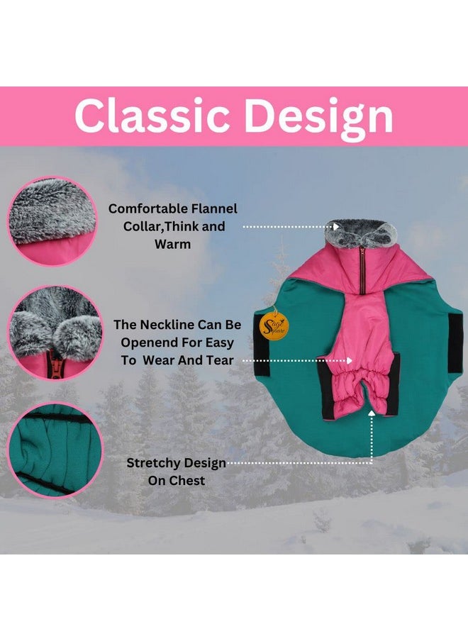 Sage Square Dog Winter Coat With Fur Collar Light Weight, Ultra Warm Windproof, Waterproof Dog Jacket For Cold Weather, Thicker Fleece Jacket For Cold Weather (Small - 16 Inches, Pink)  - Image 3