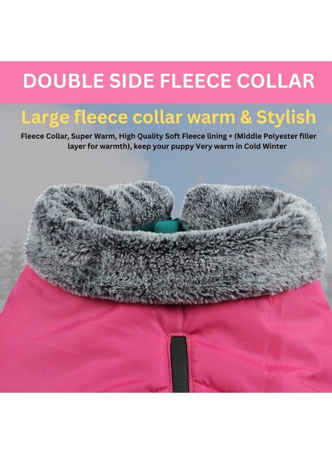 Sage Square Dog Winter Coat With Fur Collar Light Weight, Ultra Warm Windproof, Waterproof Dog Jacket For Cold Weather, Thicker Fleece Jacket For Cold Weather (Small - 16 Inches, Pink)  - Image 4