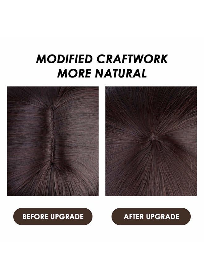 ENTRANCED STYLES Short Dark Brown Wigs for Women Wavy Bob Wig with Bangs Women's Shoulder Length Synthetic Curly Pastel Bob Wig for Girl Colorful Cosplay Wigs - Image 5