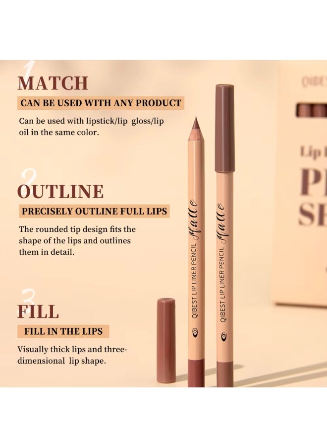 QiBest مجموعة أقلام تحديد الشفاه 12 قطعة غير لامعة مقاومة للماء تدوم طويلاً مكياج تحديد الشفاه مجموعة أقلام تحديد الشفاه بألوان كاملة ضربة واحدة تحديد أقلام تحديد الشفاه - Image 4