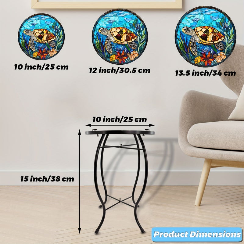 12 Inch Round Glass Top Side Table With Lighthouse Base 17 Inch Tall Patio Bistro Table For Outdoor Balcony Poolside Indoor Coffee End Table Decorative Accent Table Commercial Use - Image 3