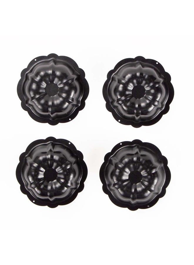 Webake Mini Cake Pan Nonstick Fluted Cake Pan 4 Inch Carbon Steel Baking Cup Mold for Buntcake, Bavarois, Brownie, Cupcake, Pudding Canele, Pack of 4 - Image 2