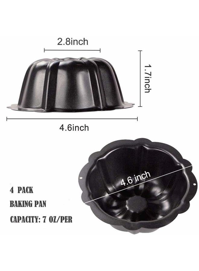 Webake Mini Cake Pan Nonstick Fluted Cake Pan 4 Inch Carbon Steel Baking Cup Mold for Buntcake, Bavarois, Brownie, Cupcake, Pudding Canele, Pack of 4 - Image 4
