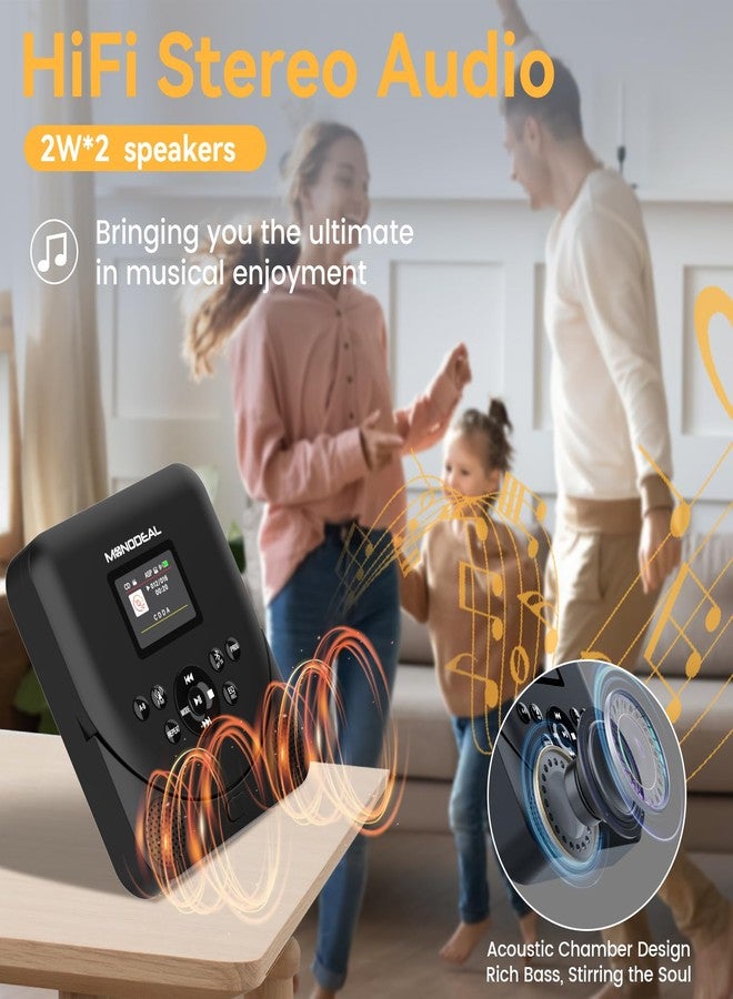 Monodeal CD Player Portable, Bluetooth CD Player with Speakers, Support TF Card, Rechargeable for Car/Home with 2.0 Inch TFT Screen - Image 5