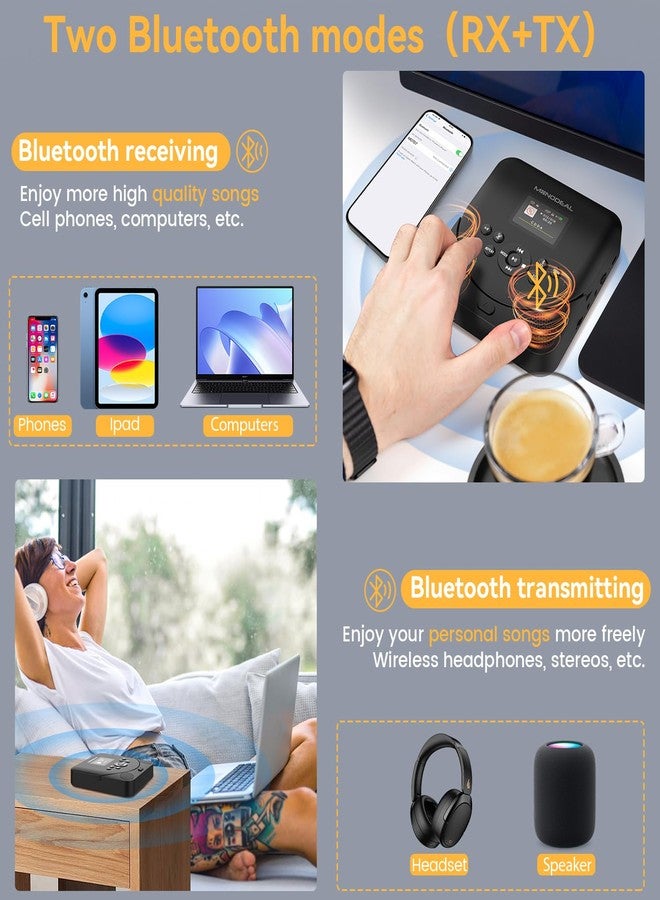Monodeal CD Player Portable, Bluetooth CD Player with Speakers, Support TF Card, Rechargeable for Car/Home with 2.0 Inch TFT Screen - Image 3