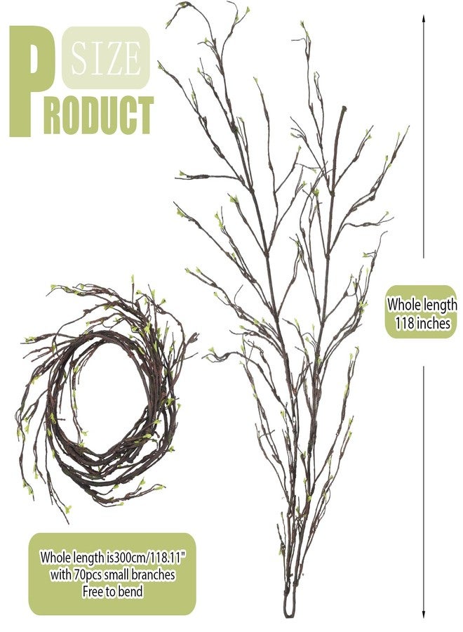 Daifunli 118 Inch Malleable Artificial Tree Branches Twigs Bendable Vines Rattan Cherry Blossom Trunk Ivy Grapevines for Decorating Faux Fake Hanging Plants Willow Garland for Home X'Mas Decoration - Image 2