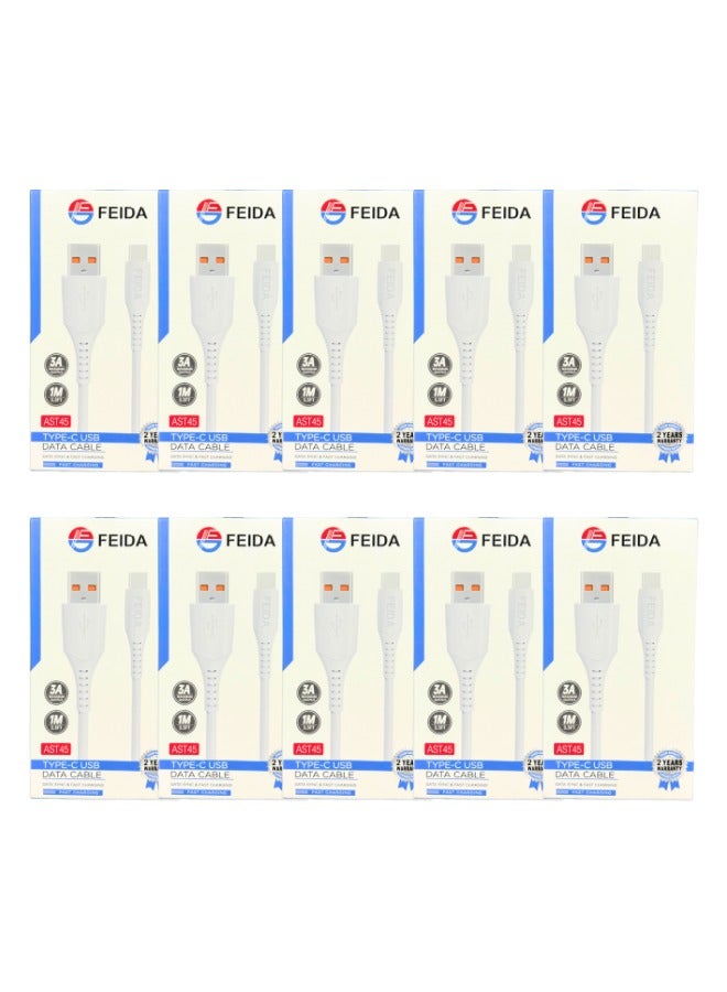10 كيابل يواسبي تو تايب سي (ابيض) - شحن للاجهزه المتنقلة بطول 1 متر