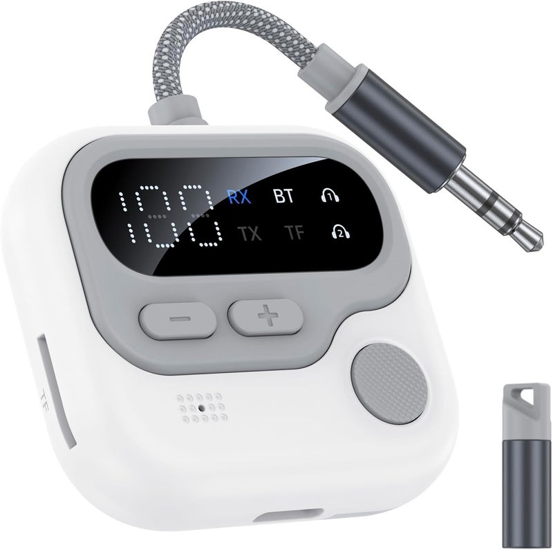 ETZIN Airplane Bluetooth 5.4 Adapter for 2 ArPods Headphones, Bluetooth Transmitter for TV to Wireless Headphones, Dual Latency 3.5mm Adapter for Speakers,Wireless Transmitter and Receiver EPL-1483WA - Image 1