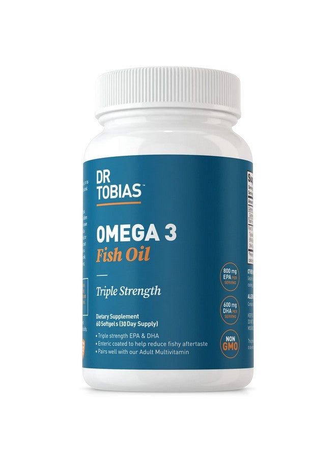 Dr. Tobias Omega 3 Fish Oil 800 Mg Epa 600 Mg Dha Omega 3 Supplement For Heart Brain & Immune Support Absorbable Triple Strength Fish Oil Supplements 2000 Mg Per Serving 30 Servings - Image 1