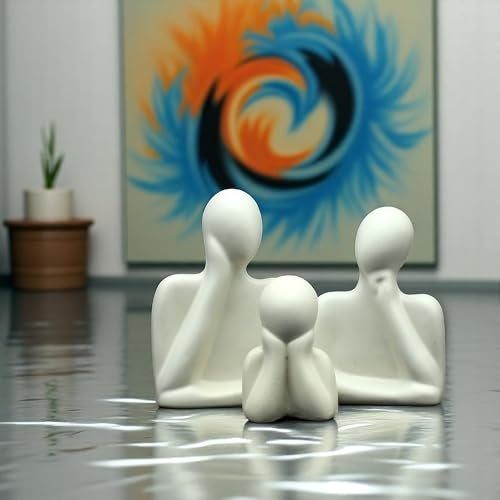 AABCO Minimalist Abstract Family Showpiece for Home Decor | Ceramic Posture Figure Set | Modern Decorative Item for Home Shelves - Image 3