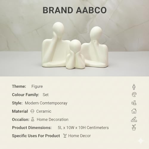 AABCO Minimalist Abstract Family Showpiece for Home Decor | Ceramic Posture Figure Set | Modern Decorative Item for Home Shelves - Image 4