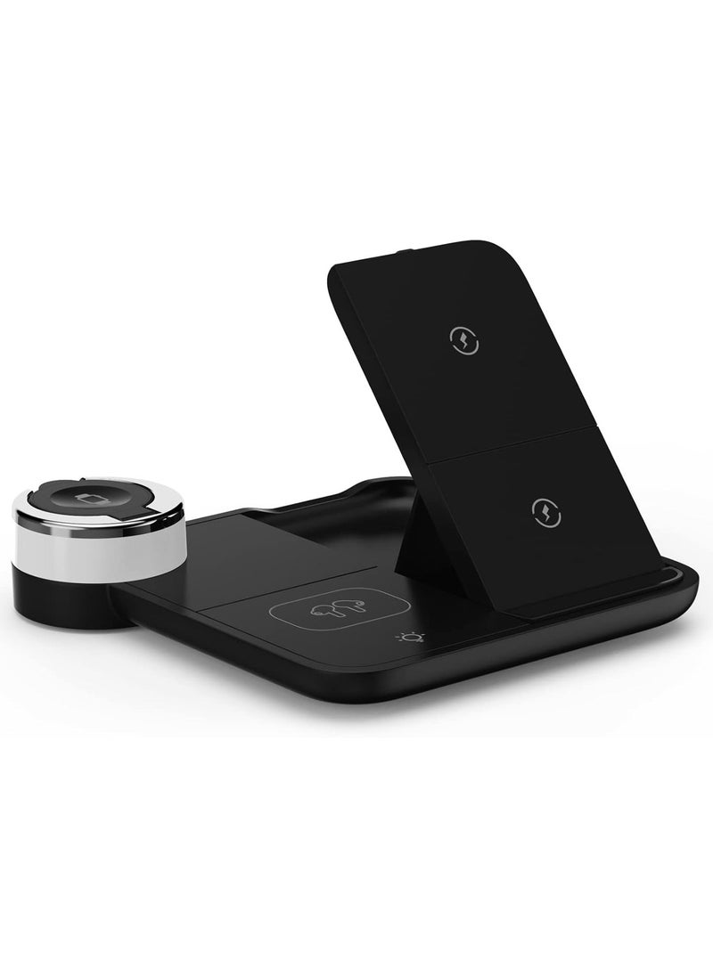 Generic - Wireless Charger 3 in 1 Foldable Fast Charging Station Compatible Apple Watch  AirPods iPhone 16 15 14 13Pro Pro Max Qi-Enabled Android Phone - Image 1