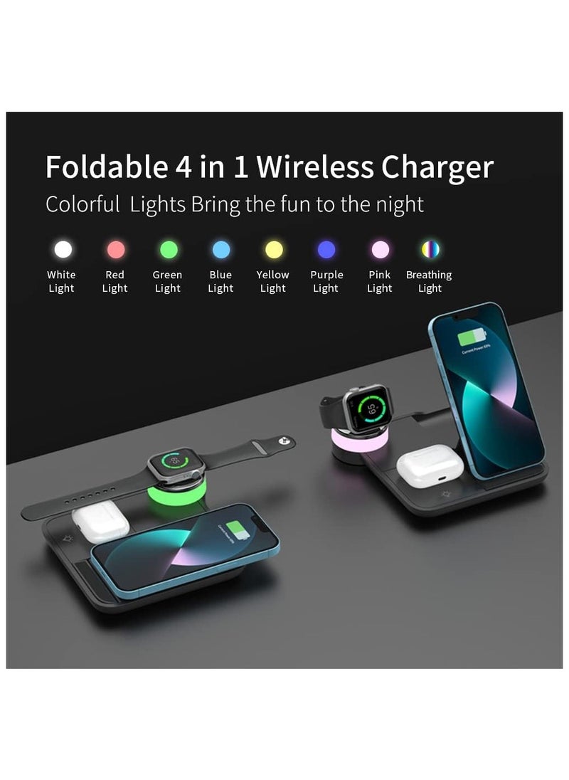 Generic - Wireless Charger 3 in 1 Foldable Fast Charging Station Compatible Apple Watch  AirPods iPhone 16 15 14 13Pro Pro Max Qi-Enabled Android Phone - Image 1