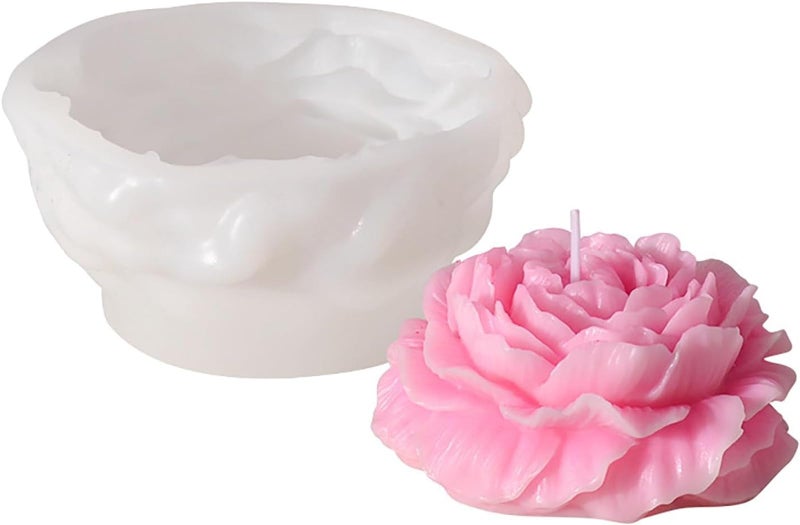 SOFTCREATO Peony and Rose Mold - Large 3D Flower & Resin Cake Mould for Clay Candle Making - Silicone Mould - Image 1