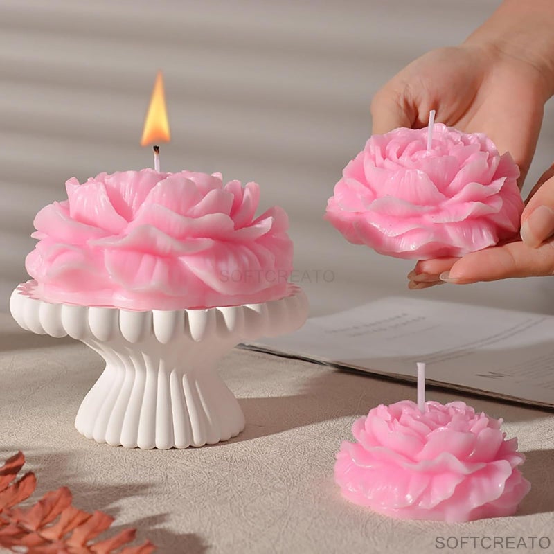 SOFTCREATO Peony and Rose Mold - Large 3D Flower & Resin Cake Mould for Clay Candle Making - Silicone Mould - Image 2