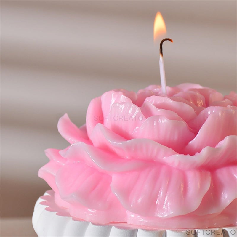 SOFTCREATO Peony and Rose Mold - Large 3D Flower & Resin Cake Mould for Clay Candle Making - Silicone Mould - Image 5