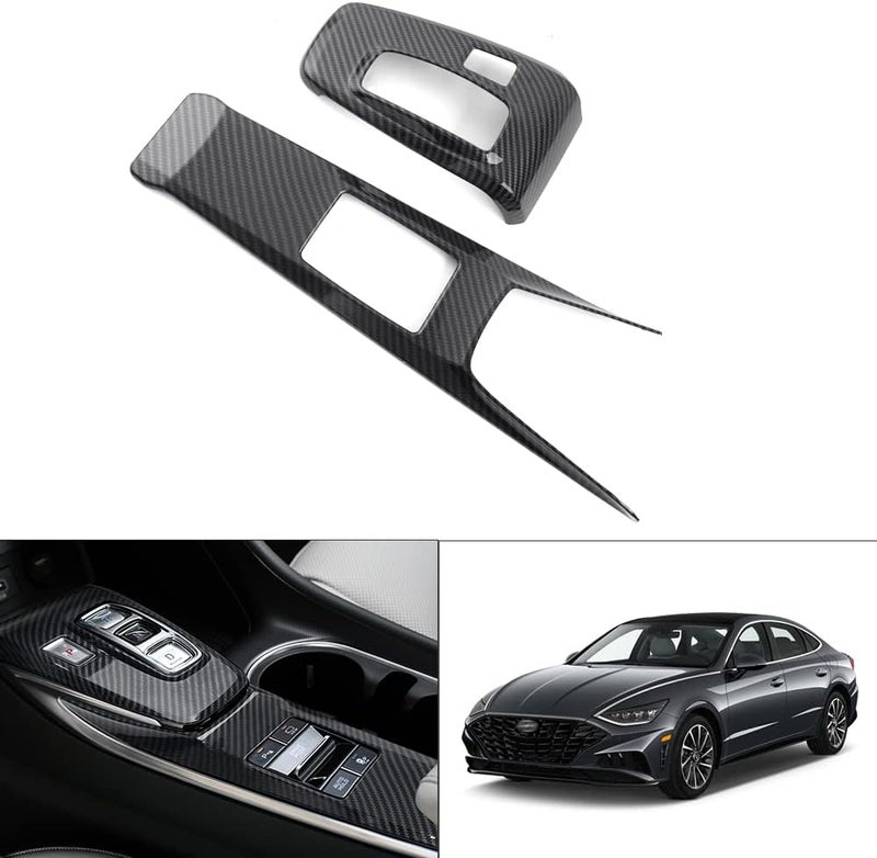 غطاء ناقل الحركة كارلتيس لهيونداي سوناتا DN8 2020-2023 2024 إكسسوارات من ألياف الكربون الداخلية للوحة التحكم الوسطى غطاء لوحة ناقل الحركة ملصق زخرفي من ABS قطعتان - Image 1