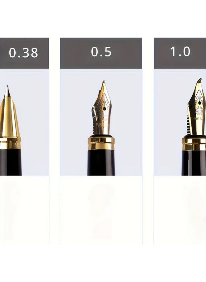 3Pcs Metal Fountain Pen Set With 0.38mm 0.5mm 1.0mm Nibs For Calligraphy Artwork And Daily Writing Elegant Gift Box - Image 4