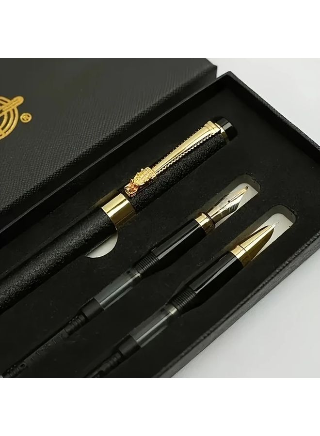 3Pcs Metal Fountain Pen Set With 0.38mm 0.5mm 1.0mm Nibs For Calligraphy Artwork And Daily Writing Elegant Gift Box - Image 1