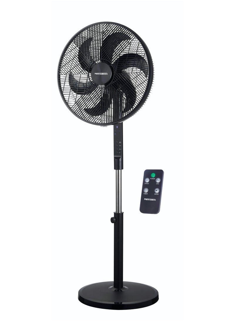 Mediatech - Cool Cool 18 Inch stand fan , 75 W ,Silent ForceTechnology with   6 Blades , 3 Speed Settings ,  High-Efficiency copper Motor,Remote control included, Black, MT-SF42R - Image 1