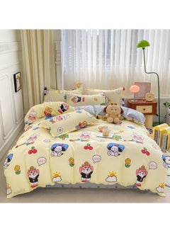 AL RAID 4-Piece Kids Single Size Bed Sheet Set - Fun Themed Designs Single Size Bedding Set Include Duvet Cover with 2 Pillowcases and Fitted Sheet 160x210cm 