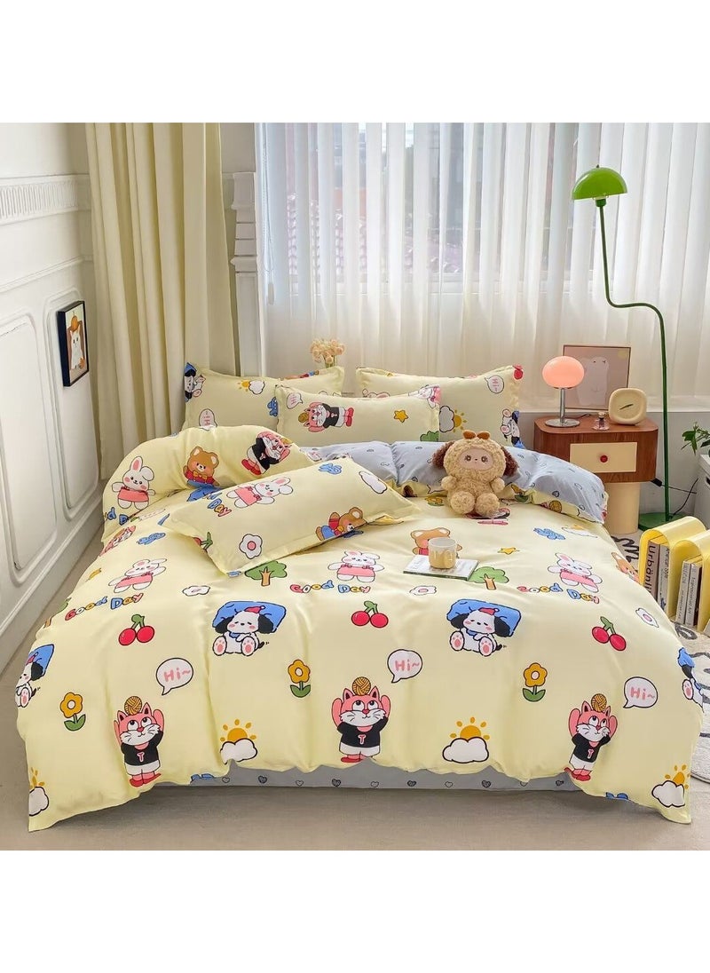AL RAID - 4-Piece Kids Single Size Bed Sheet Set - Fun Themed Designs Single Size Bedding Set Include Duvet Cover with 2 Pillowcases and Fitted Sheet 160x210cm - Image 1