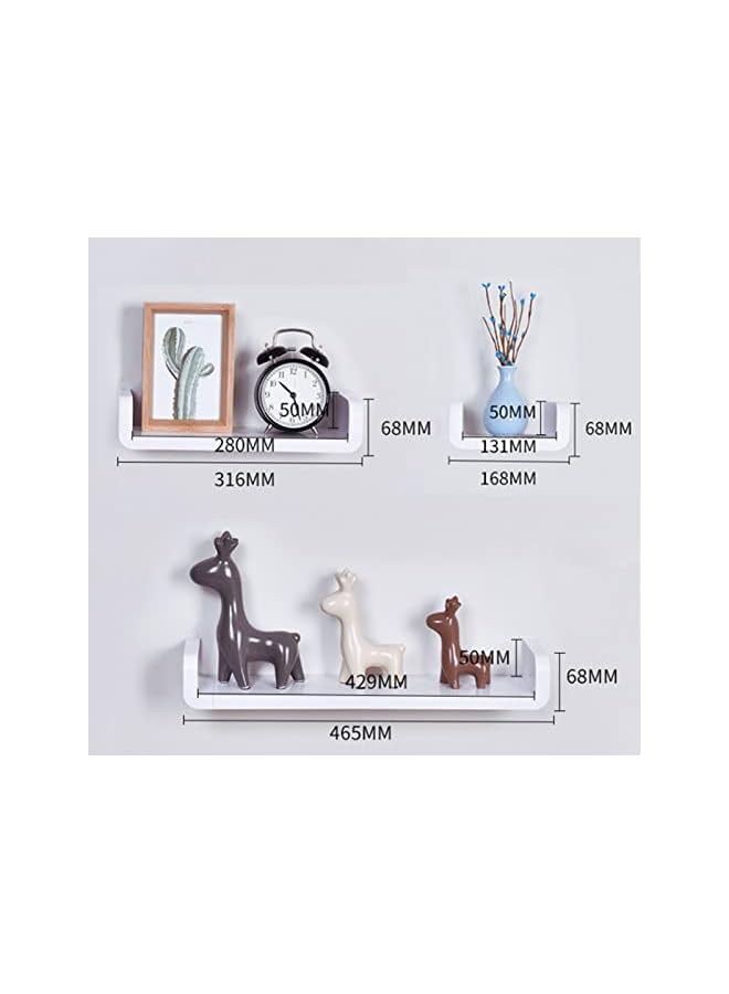 راكسوم مجموعة أرفف عائمة لاصقة مكونة من 3 قطع، منظم أرفف الحمام بدون حفر، أرفف مثبتة على الحائط، منظم أرفف لغرفة النوم وغرفة المعيشة - Image 3