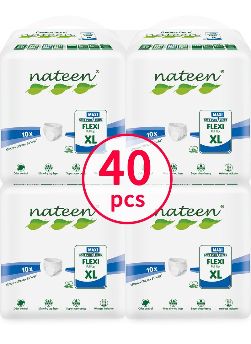 nateen Nateen Flexi Maxi Adult Diapers Pants,Incontinence Night Time Pull Up,Extra Large,Waist Size 130-170cm,40 Count Adult Pull Ups,Superior Comfort,Excellent Combination of Protection. (40 Count)  - Image 1