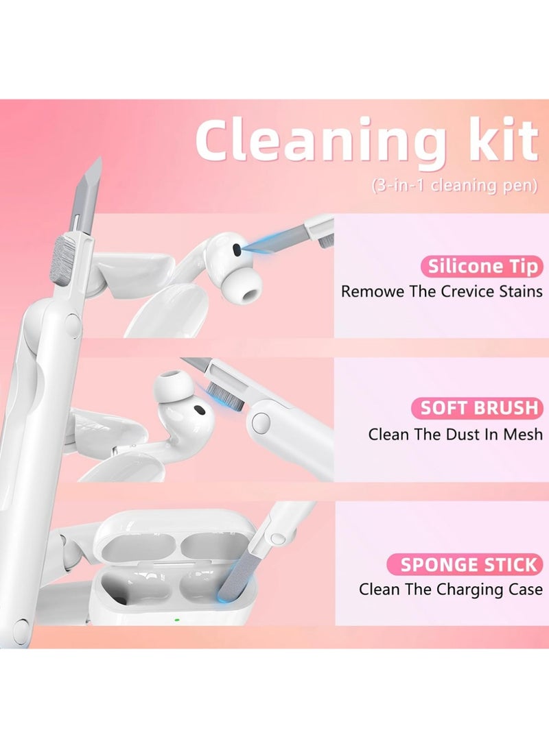 إكس ليفيل غطاء حالة Airpods Pro 3 باللون الوردي مع قفل وسلسلة مجوهرات للفتيات، غطاء واضح ناعم من TPU مع مجموعة تنظيف وحامل هاتف لـ Airpods Pro 3. - Image 5