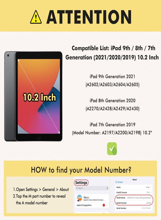 إنفيلاند جراب INFILAND لجهاز iPad من الجيل التاسع/الثامن/السابع (2021/2020/2019) مقاس 10.2 بوصة، شفاف لامع، مقاوم للصدمات، غطاء واقٍ لطيف لجهاز iPad من الجيل السابع/الثامن/التاسع مع حامل وقلم، مناسب للأطفال والفتيات والنساء (بنفسجي). - Image 2