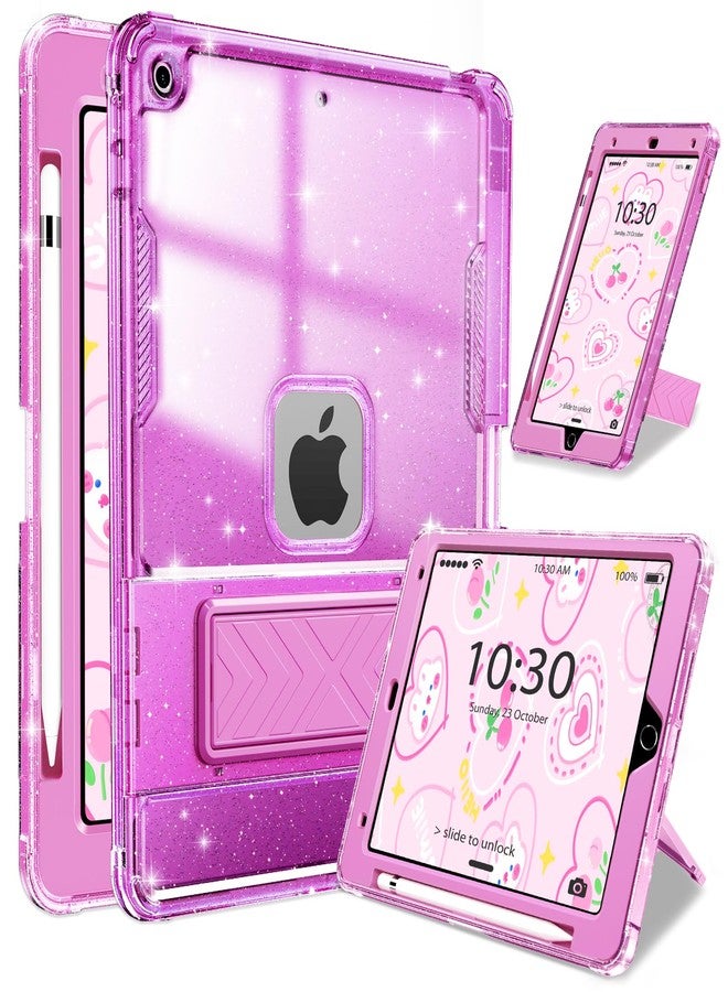 إنفيلاند جراب INFILAND لجهاز iPad من الجيل التاسع/الثامن/السابع (2021/2020/2019) مقاس 10.2 بوصة، شفاف لامع، مقاوم للصدمات، غطاء واقٍ لطيف لجهاز iPad من الجيل السابع/الثامن/التاسع مع حامل وقلم، مناسب للأطفال والفتيات والنساء (بنفسجي). - Image 1