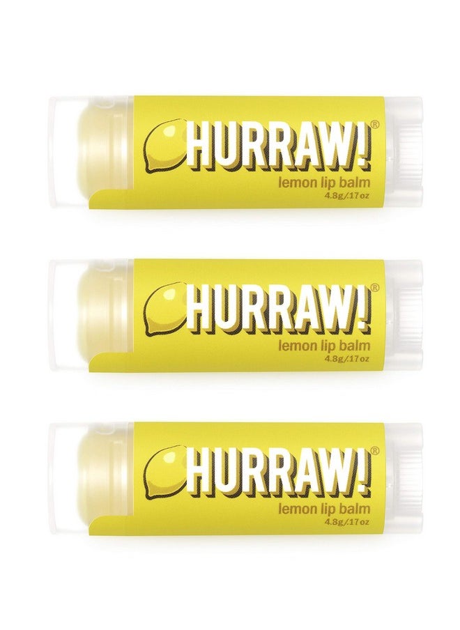 Hurraw! Lemon Lip Balm 3 Pack: Organic Certified Vegan Cruelty And Gluten Free. Nongmo 100% Natural Ingredients. Bee Shea Soy And Palm Free. Made In Usa  - Image 1