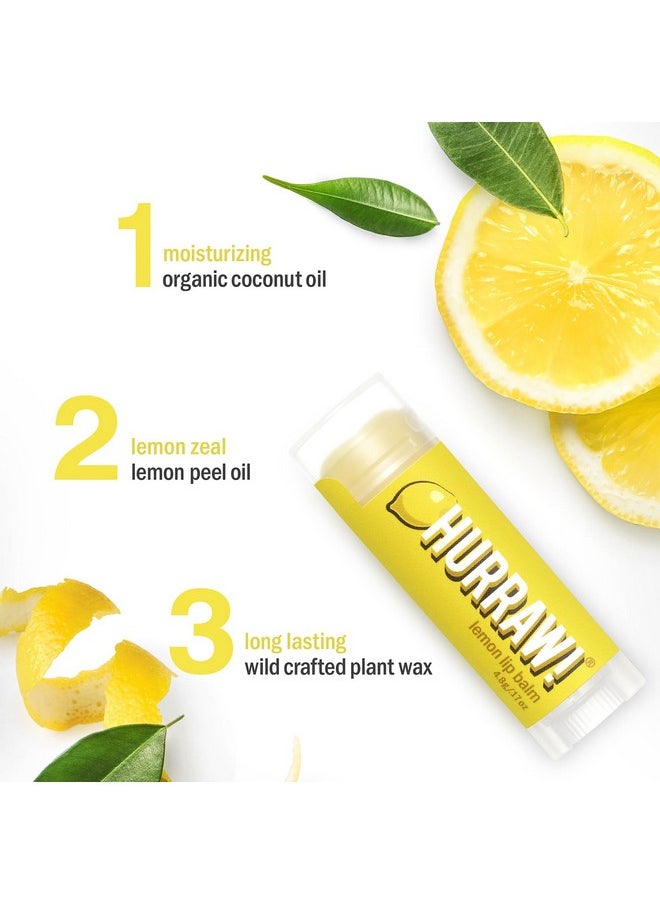 Hurraw! Lemon Lip Balm 3 Pack: Organic Certified Vegan Cruelty And Gluten Free. Nongmo 100% Natural Ingredients. Bee Shea Soy And Palm Free. Made In Usa  - Image 3