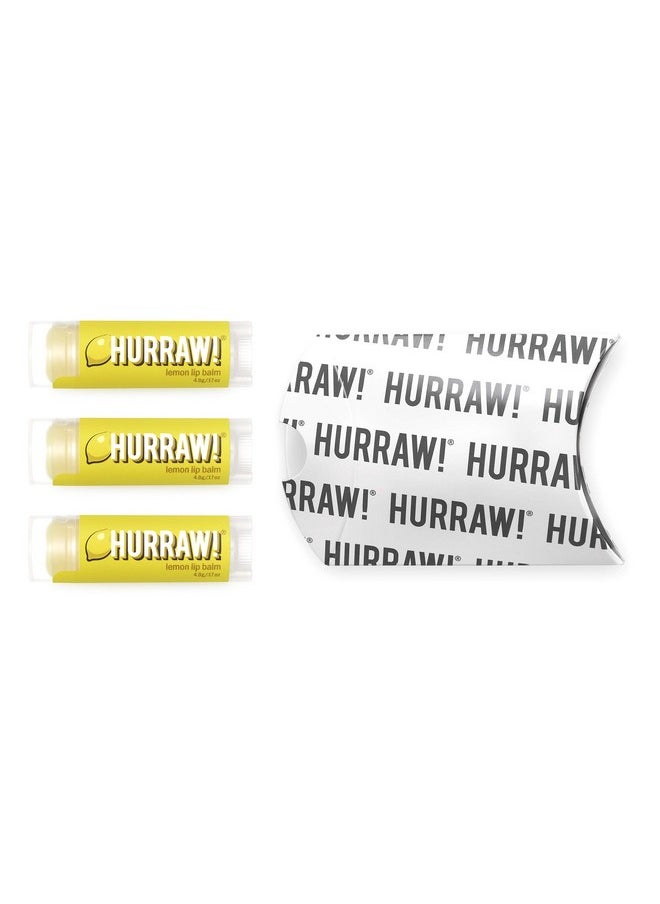 Hurraw! Lemon Lip Balm 3 Pack: Organic Certified Vegan Cruelty And Gluten Free. Nongmo 100% Natural Ingredients. Bee Shea Soy And Palm Free. Made In Usa  - Image 2
